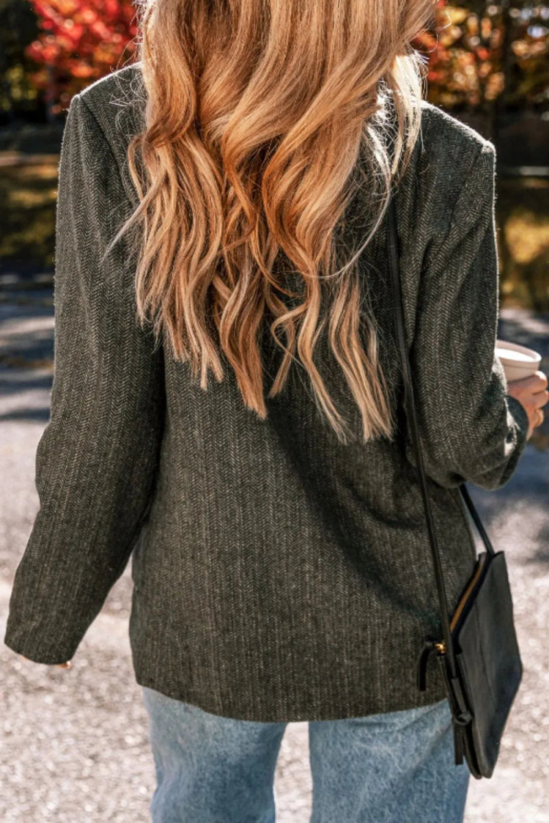 Pocketed Buttoned Long Sleeve Blazer - CELIVINE