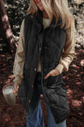 Pocketed Zipper and Button Vest Coat - CELIVINE