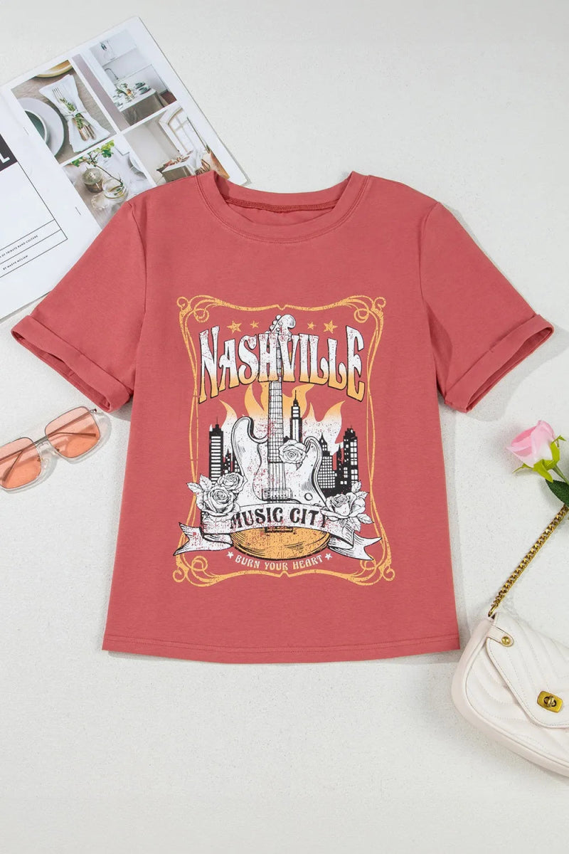 Mineral Nashville Music City Graphic Retro T-Shirt - CELIVINE