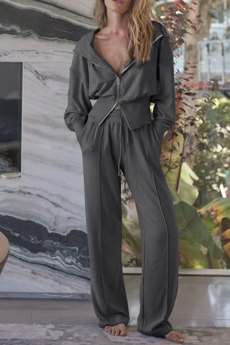 Zip - Up Hoodie and Pants Active Set - CELIVINE