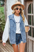 Sleeveless Denim Top with A Detachable Hood - CELIVINE