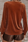 Ribbed Zip Up Long Sleeve T-Shirt - CELIVINE