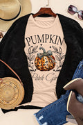 Pumpkin Graphic Round Neck Short Sleeve T-Shirt - CELIVINE