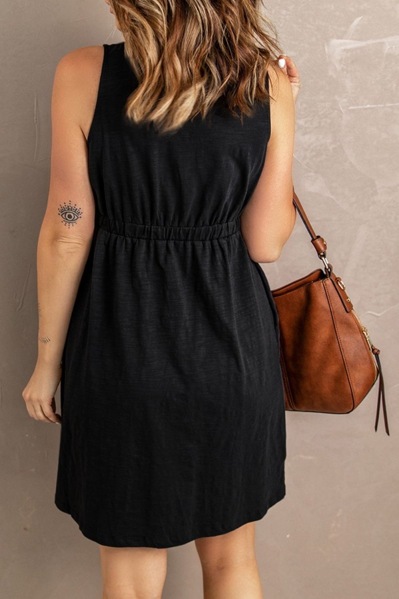 Sleeveless Button Down Mini Magic Dress - CELIVINE