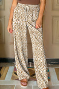 Leopard Drawstring Elastic Waistband Loose Pants - CELIVINE
