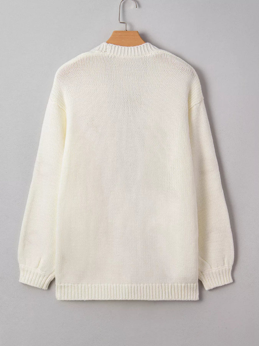 Halloween Pumpkin Embroidered Knit Cardigan - CELIVINE