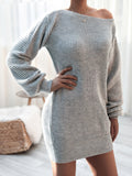 Rib - Knit Mini Sweater Dress - CELIVINE