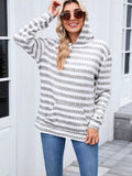 Striped Dropped Shoulder Hoodie - CELIVINE