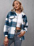 Plaid Long Sleeve Shirt Jacket - CELIVINE
