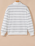 Striped Quarter Zip Sweatshirt with Relaxed Fit - CELIVINE