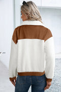 Corduroy Contrast Patchwork Fuzzy Jacket - CELIVINE