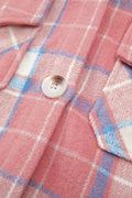 Plaid Button Up Long Sleeve Shacket - CELIVINE