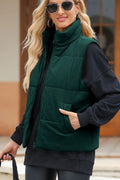 Zip Up Turtleneck Vest Coat - CELIVINE