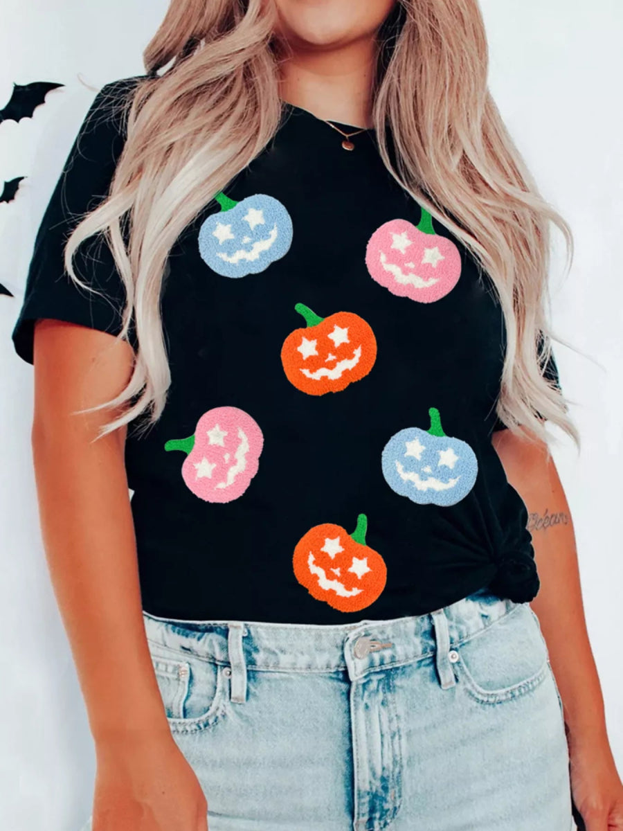 Pumpkin Patched Playful Halloween T Shirt - CELIVINE