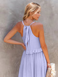 Ruffled Sleeveless Tiered Maxi Dress with Pockets - CELIVINE