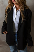 Button Up Long Sleeve Blazer - CELIVINE