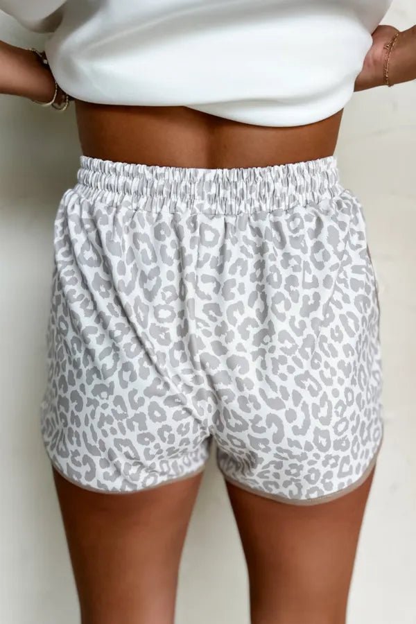 Leopard Print Drawstring Casual Shorts - CELIVINE