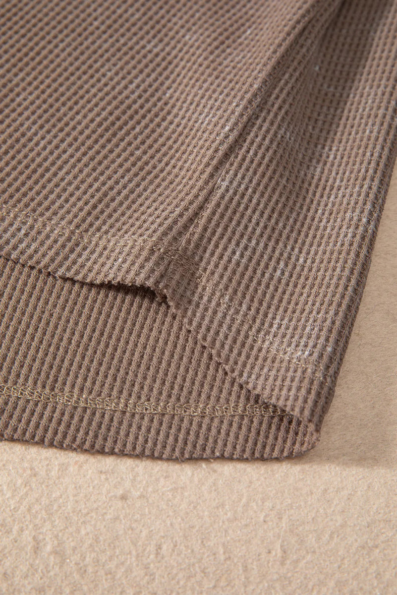 Notched Long Sleeve Top - CELIVINE