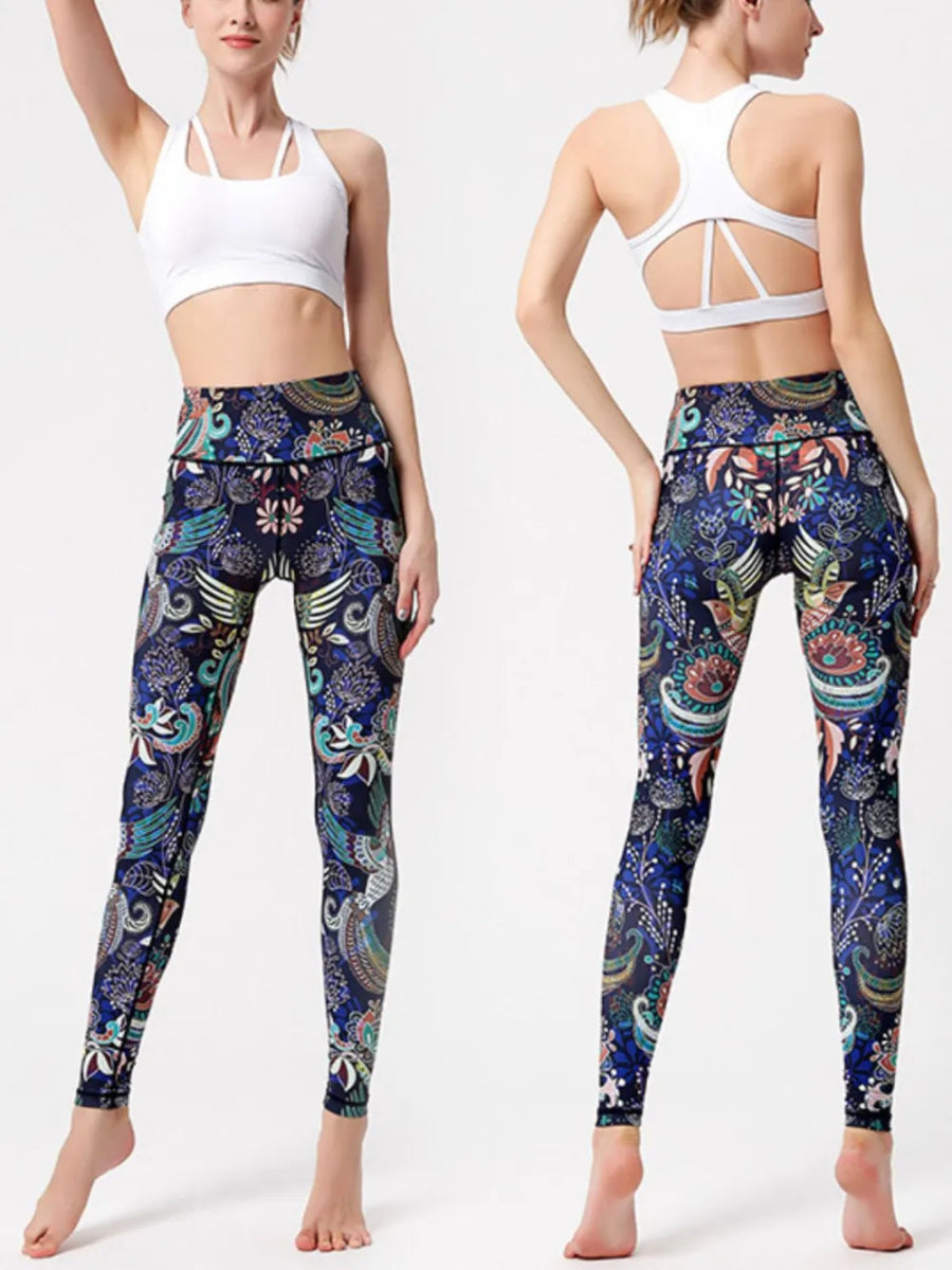 Graphic High Waist Active Leggings - CELIVINE