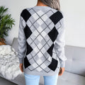Geometric V - Neck Sweater - CELIVINE