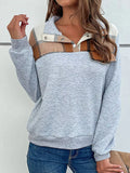 Color Block Texture Long Sleeve Sweatshirt - CELIVINE
