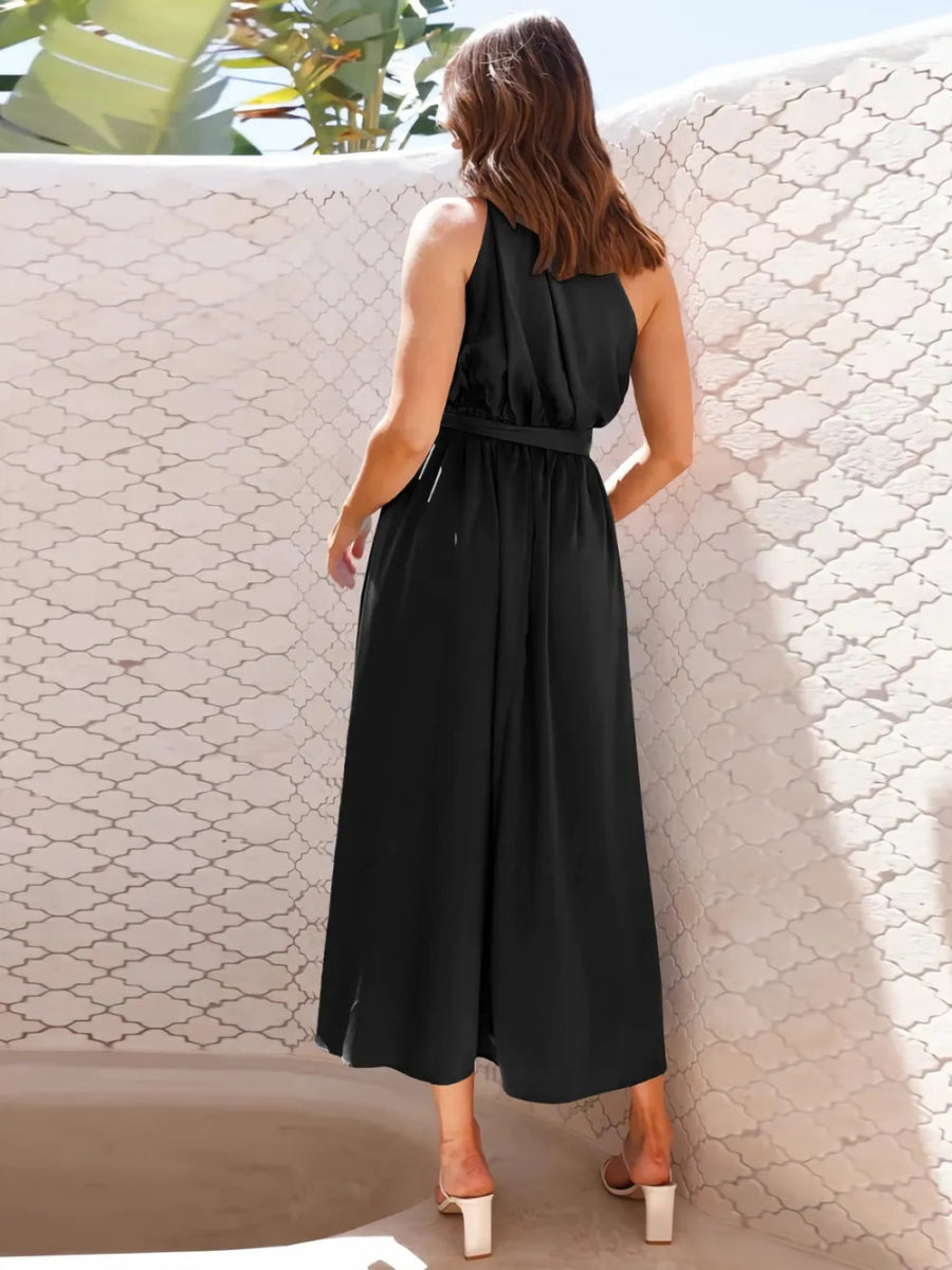 Single Shoulder Midi Dress - CELIVINE