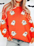 Halloween Ghost Patched Pattern Holiday Sweatshirt - CELIVINE