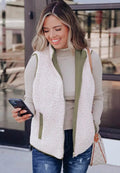 Fuzzy Zip Up Vest Coat with Pockets - CELIVINE