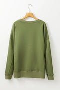 Solid Color Round Neck Long Sleeve Sweatshirt - CELIVINE
