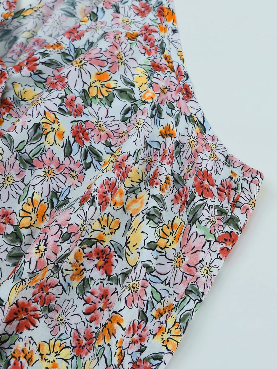 Floral Print Halter Cami - CELIVINE