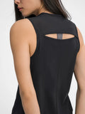 Cutout Back Round Neck Active Tank - CELIVINE