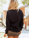 Halloween Ghost Bow Sequin Patched Drop Shoulder Sweatshirt - CELIVINE