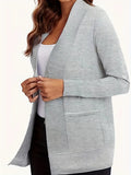 Open Front Long Sleeve Sweater Cardigan - CELIVINE