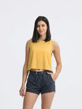 Round Neck Cropped Active Tank - CELIVINE