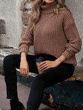 Turtleneck Rib - Knit Sweater - CELIVINE