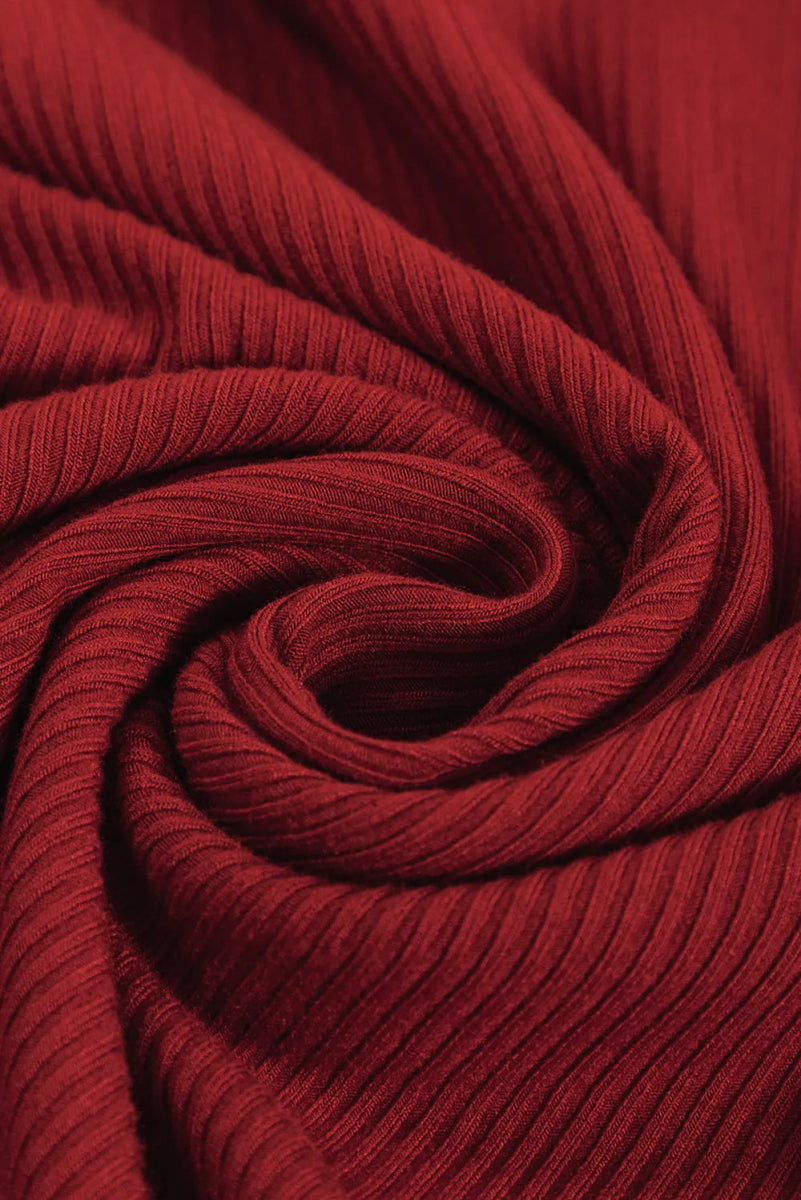 Ribbed Mock Neck Long Sleeve Mini Dress - CELIVINE