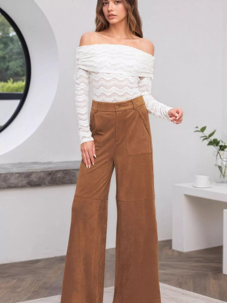 High - Waisted Wide Leg Pants - CELIVINE