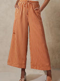 Contrast Striped Wide leg Pants - CELIVINE