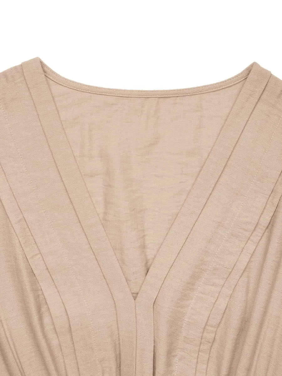 V - Neck Sleeveless Midi Dress - CELIVINE