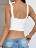 Ribbed Scoop Neck Crop Tank Top - CELIVINE