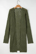 Openwork Open Front Long Sleeve Cardigan - CELIVINE