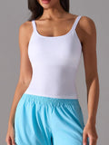 Scoop Neck Active Tank with Detachable Chest Pads - CELIVINE