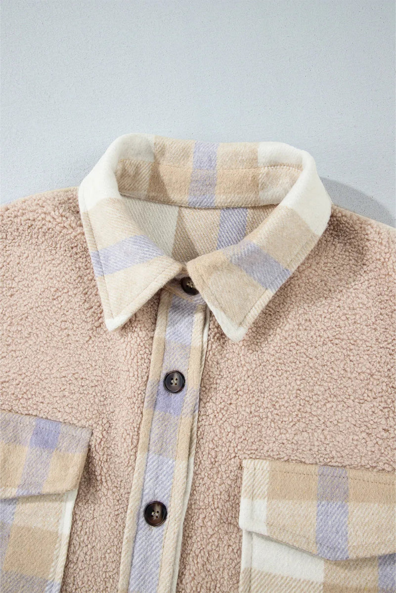 Slit Plaid Button Down Long Sleeve Coat - CELIVINE