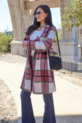 Double Take Full Size Plaid Button Up Lapel Collar Coat - CELIVINE
