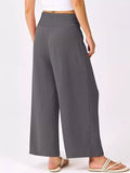 Wide Leg Smocked High Waist Pants - CELIVINE