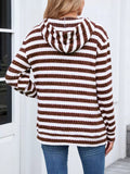 Striped Dropped Shoulder Hoodie - CELIVINE