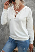 Lace Up Long Sleeve Hoodie - CELIVINE