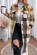 Plaid Button Down Longline Coat - CELIVINE