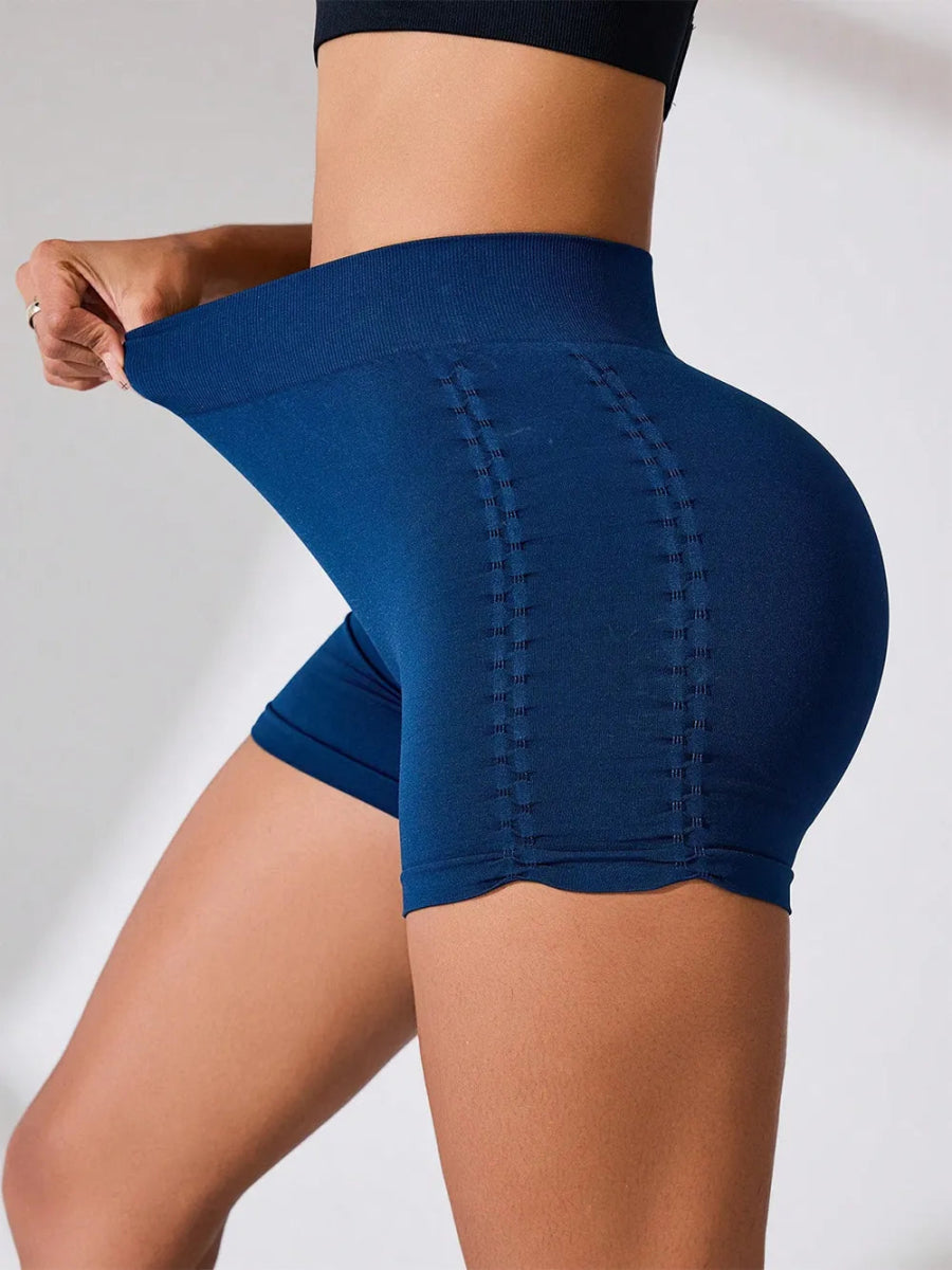 Side Ruched High Rise Active Shorts - CELIVINE