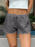 Textured Drawstring Comfort Shorts - CELIVINE